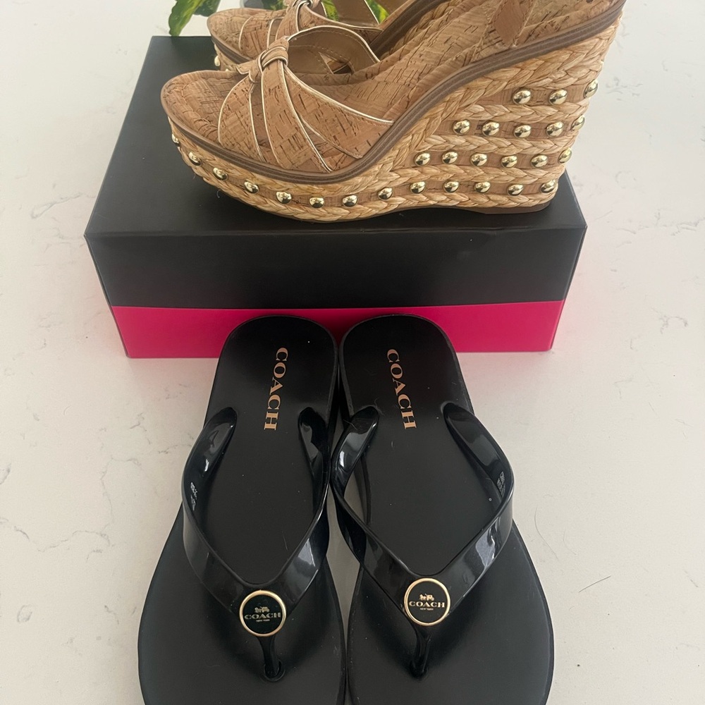 ❌SOLD 2 Pairs Wedge Sandals Coach Vince Camuto